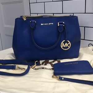 Blue Michael Kors Purse & Wallet